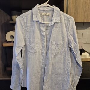 Simons Light Blue Striped Casual Button-Down Shirt